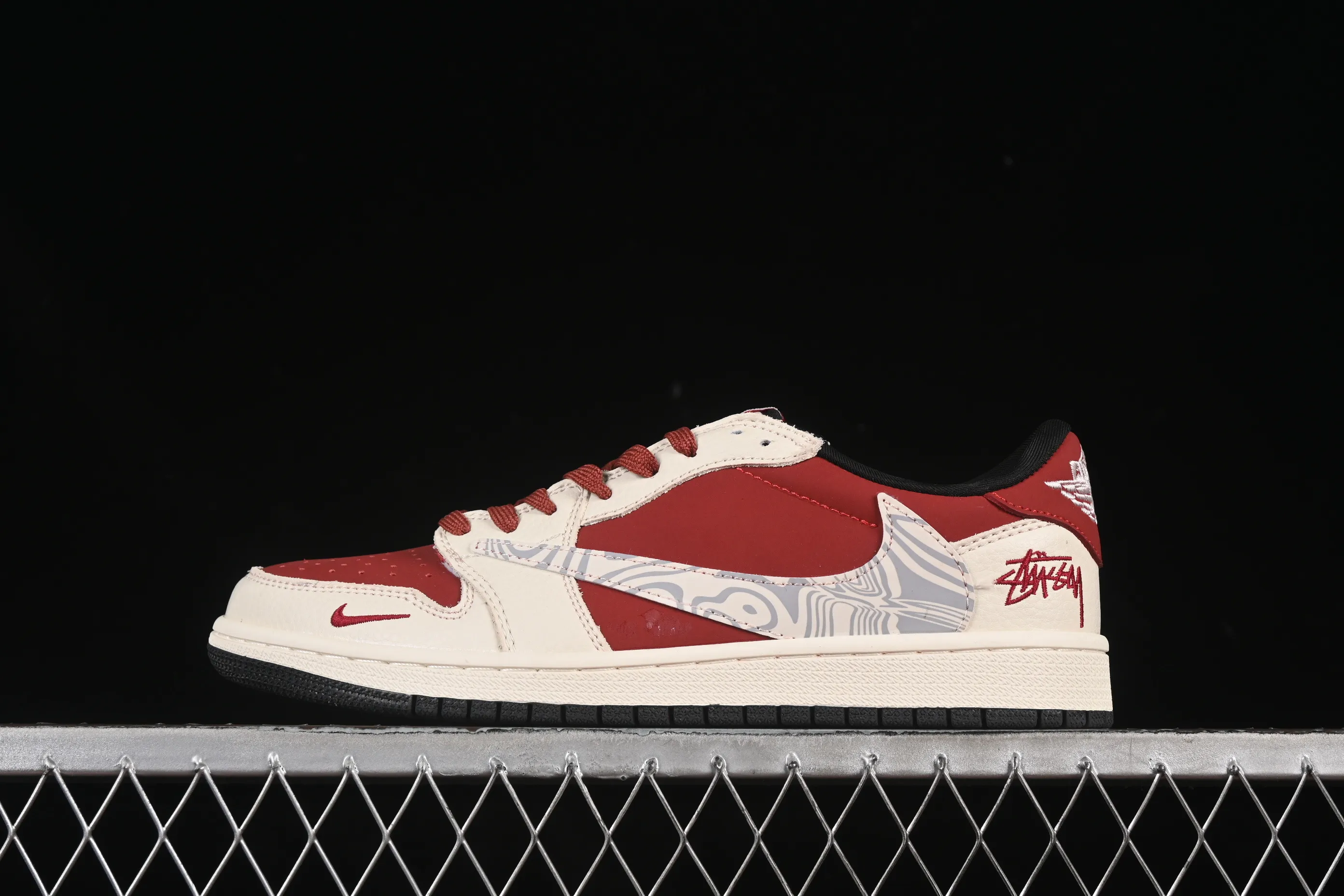 All categories Air Jordan Jordan series basketball shoes Air Jordan 1 Low High-end customized low-top sneakers Travis Scott x Fragment Design x Air Jordan 1 Low OG SP AJ1 Stussy co-branded corrugated burgundy low-top cultural casual sneakers LD2025-017